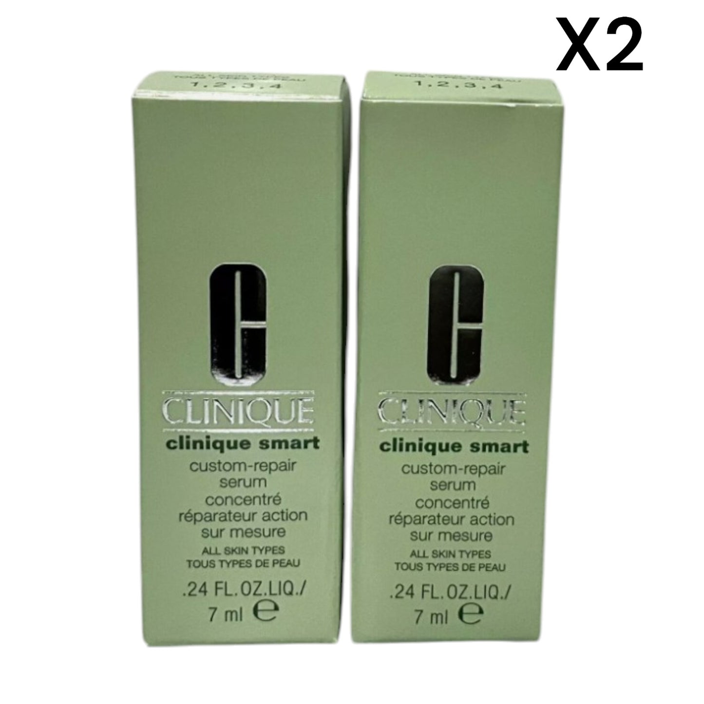 x2 Clinique Smart Custom-Repair Serum .24fl.oz/7ml Each New In Box