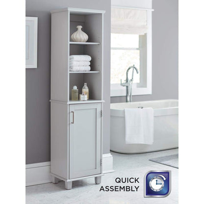 Glacier Bay Shaker Style 16" W Linen Cabinet, Dove Gray, 5 Shelves, Freestanding