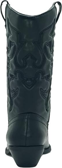 Soda Reno Western Cowgirl Cowboy Pointed Toe Mid Calf Black Boots Women