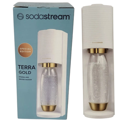 SodaStream Special Edition Terra Gold & White 1L Bottle Sparkling Water Maker