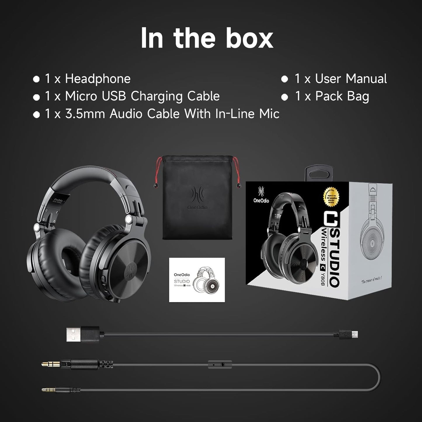 OneOdio Pro-C Bluetooth Over Ear Headphones, Wireless/Wired, Brown or Black