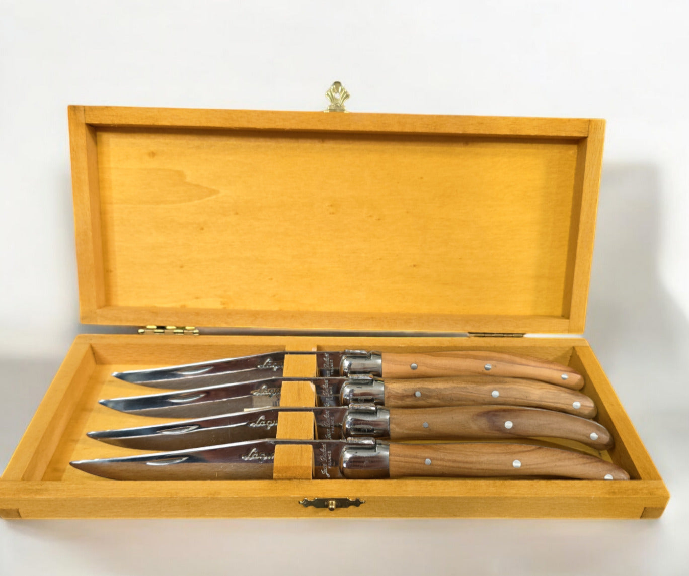 Laguiole Jean Dubost Olive Wood Steak Knives, Set of 4