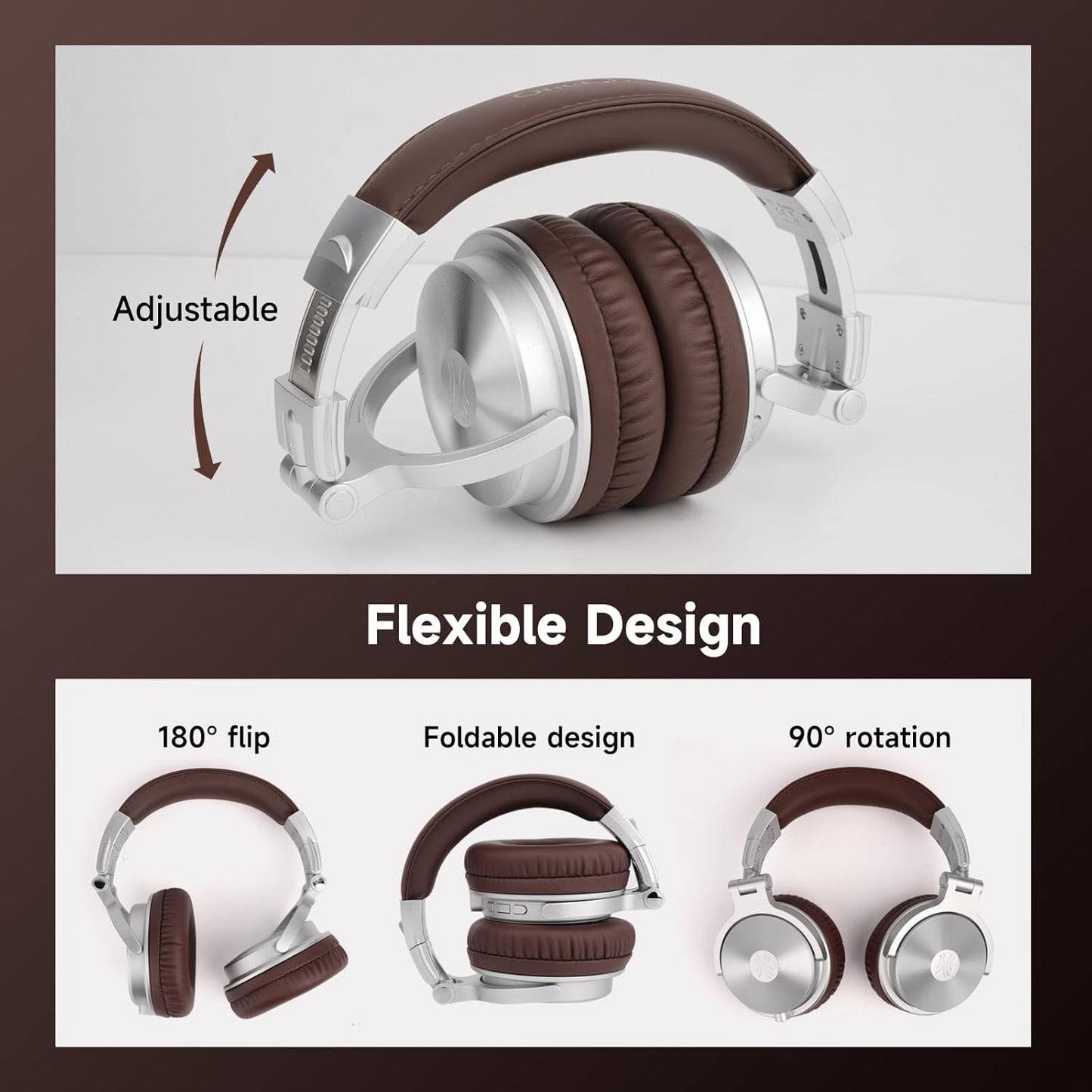 OneOdio Pro-C Bluetooth Over Ear Headphones, Wireless/Wired, Brown or Black