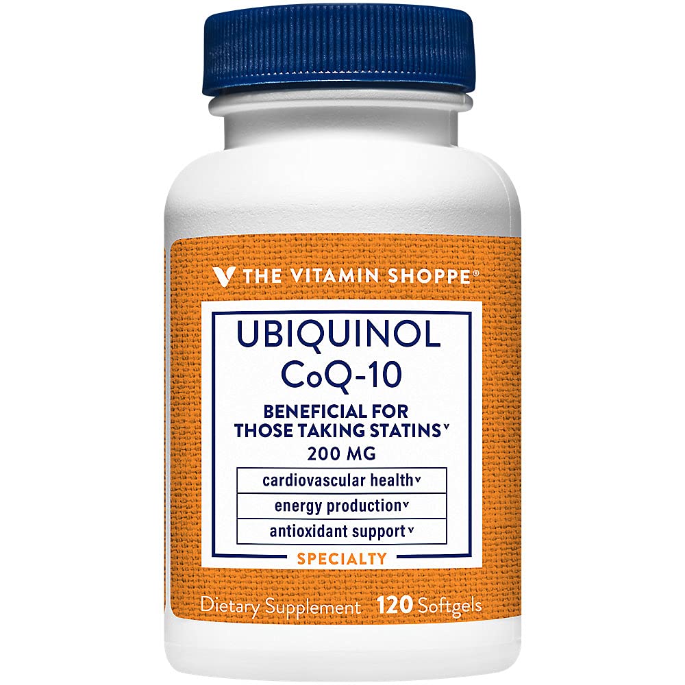 The Vitamin Shoppe Ubiquinol CoQ-10 200mg - Beneficial for Those Taking Statins – Supports Heart & Cellular Health and Healthy Energy Production, Essential Antioxidant – Once Daily