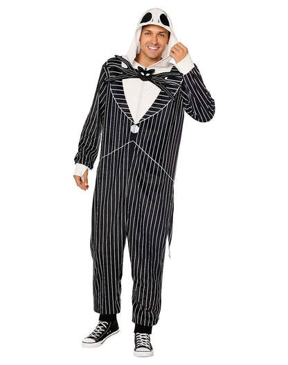 Spirit Halloween Men's Jack Skellington Hooded Jumpsuit Costume - NEW, L