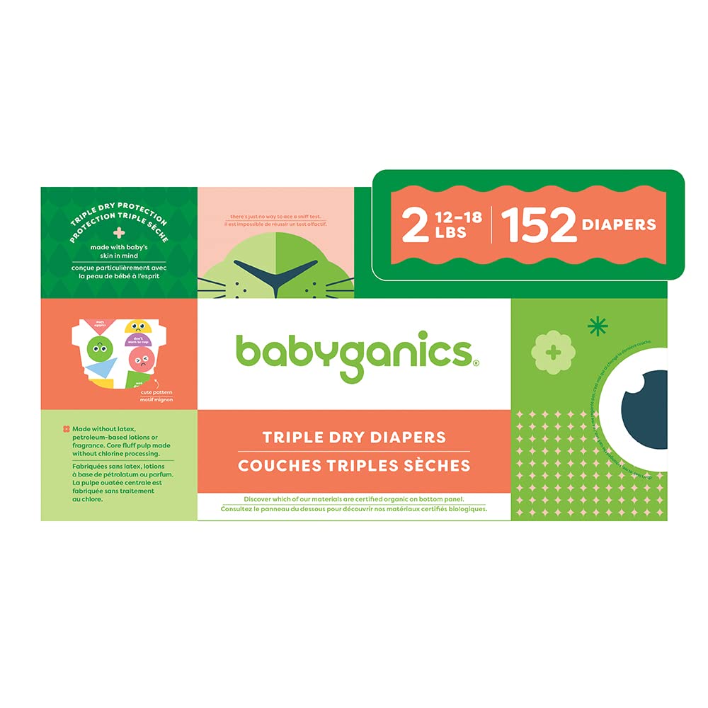 Babyganics Newborn Diapers, 32 Count, Absorbent, Breathable