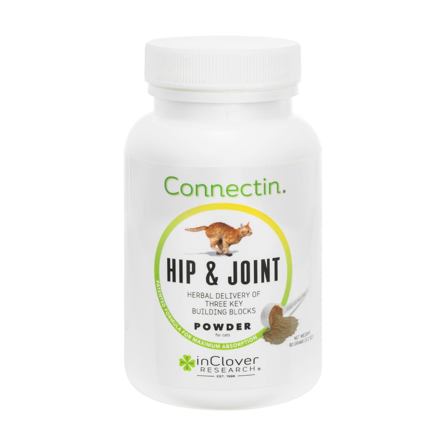 In Clover Connectin Hip and Joint Supplement for Cats, Combines Glucosamine, Chondroitin and Hyaluronic Acid with Herbs, Patented and Clinically Tested to Work in 15 Days