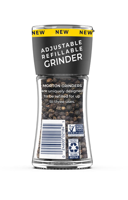 Morton Adjustable Refillable Grinder, Black Peppercorn, 1.24 Ounce (Pack of 6)
