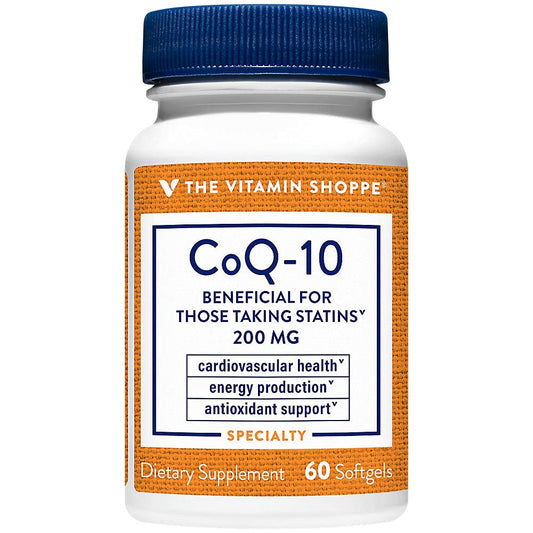 The Vitamin Shoppe Ubiquinol CoQ-10 200mg - Beneficial for Those Taking Statins – Supports Heart & Cellular Health and Healthy Energy Production, Essential Antioxidant – Once Daily