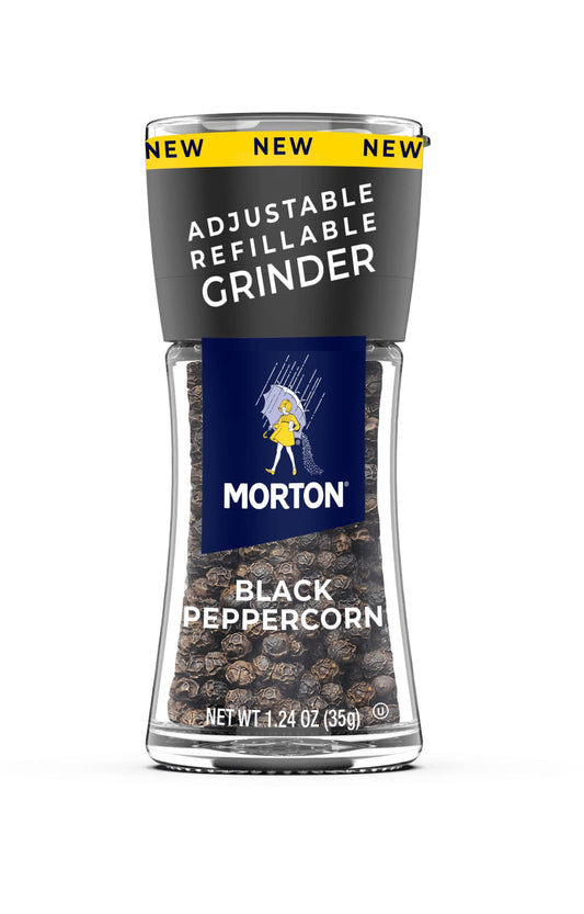 Morton Adjustable Refillable Grinder, Black Peppercorn, 1.24 Ounce (Pack of 6)