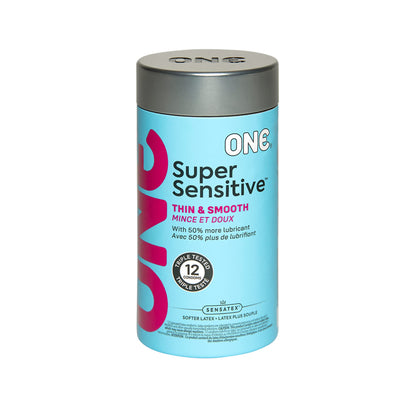 ONE® Condoms Super Sensitive | Extra Lubricated Latex Condoms 12 Pack