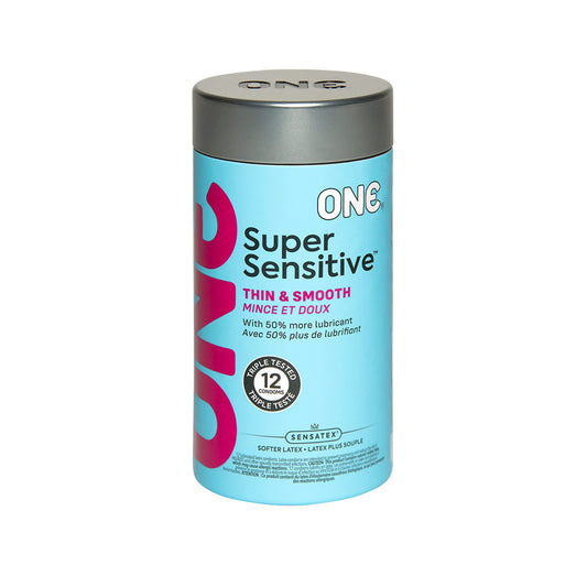 ONE® Condoms Super Sensitive | Extra Lubricated Latex Condoms 12 Pack