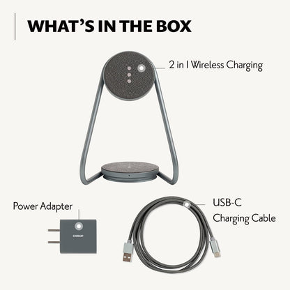 Courant Mag:2 Essentials Wireless Charging Stand - Belgian Linen, 2 in 1 Multi-Device Charger - Magnetic Stand for MagSafe iPhones with Charging Base for AirPod Cases