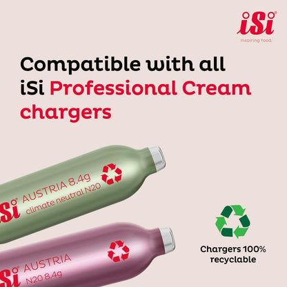 iSi Gourmet Whip (1 Quart) - Multifunctional Food Whipper for Warm & Cold Application, Stainless Steel Cream Canister - Includes 3 Decorating Tips, Dishwasher Safe - Professional Culinary Tool