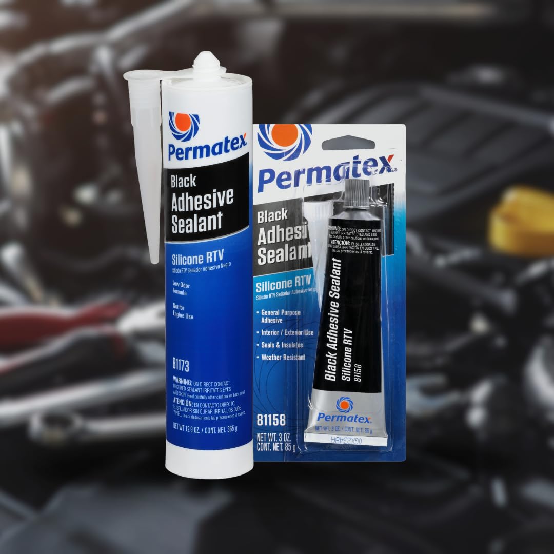Permatex 81158 Black Silicone Adhesive Sealant, 3 oz. Tube