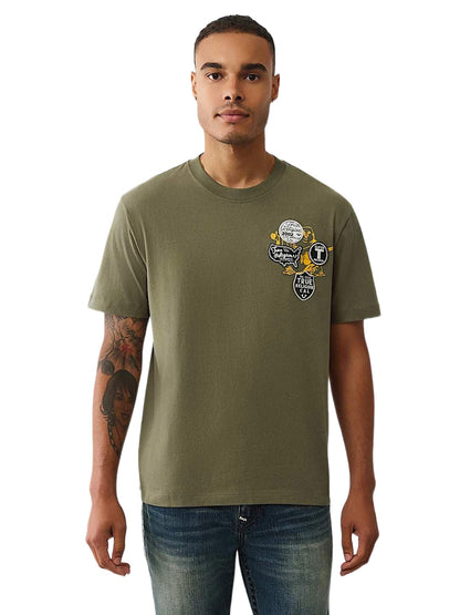 True Religion Men’s Short Sleeve University Tee– Crewneck Collegiate Logo