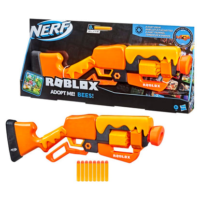 NERF Roblox Adopt Me!: Bees! Lever Action Dart Blaster, Rotating 8-Dart Drum, 8 Elite Darts