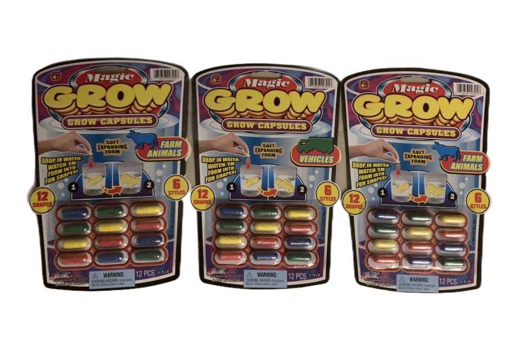 Ja-Ru Magic Grow Capsules, (1 Packs 12 Capsules Assorted). Water Growing Animal