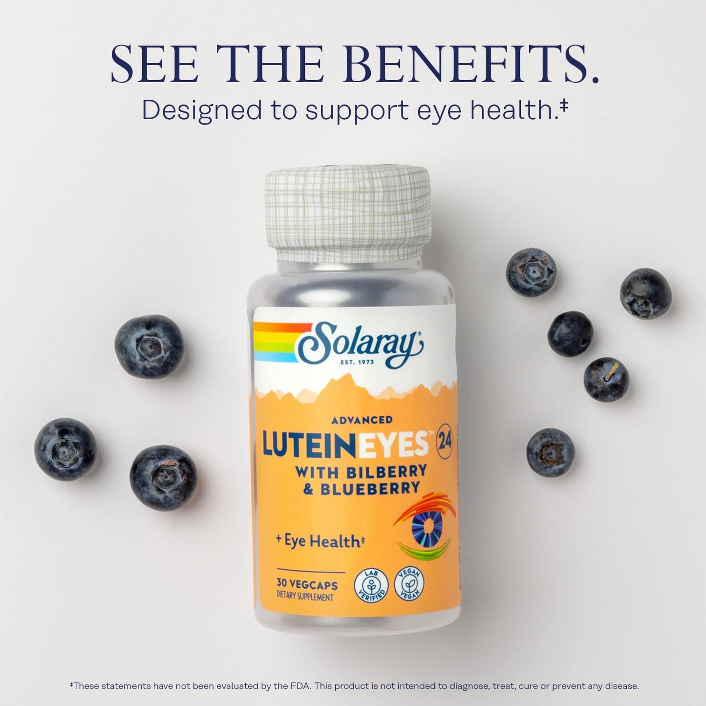 SOLARAY Capsules Lutein Eye Health Vegan/Vegetarian Bottle No
