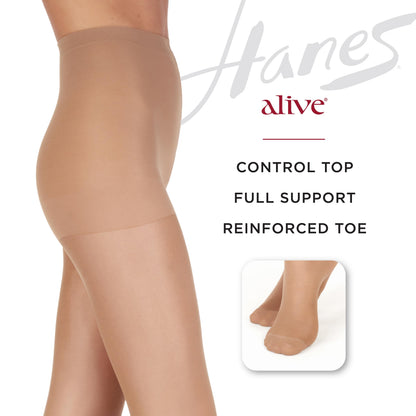 Hanes Silk Reflections Womens Plus Size Alive Full Support Control Top Pantyhose