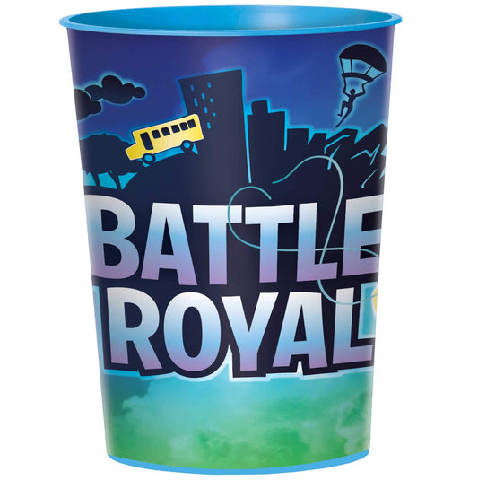 Bold Battle Royal Plastic Favor Cup - 16 Oz, 1 Count - Eye-catching Blue Design - Reusable & Durable - Ideal For Kids, Gamers & Fans