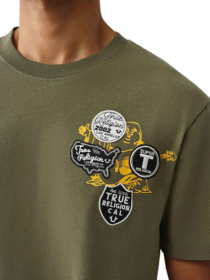 True Religion Men’s Short Sleeve University Tee– Crewneck Collegiate Logo
