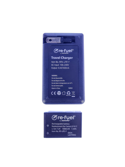 Digipower Replacement Battery & Charger Kit (RFK-LPE17) Black