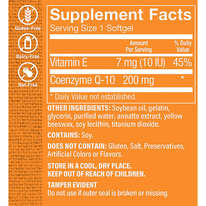 The Vitamin Shoppe Ubiquinol CoQ-10 200mg - Beneficial for Those Taking Statins – Supports Heart & Cellular Health and Healthy Energy Production, Essential Antioxidant – Once Daily