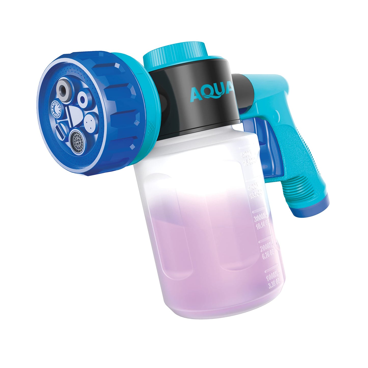 Aqua Joe AJ-MSG-TND Hose-Powered Multi Spray Gun W/ Quick Change Soap to Water Dial, 7 Spray Patterns, Holds Up To 17 Fl Oz