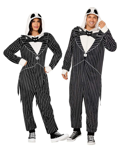 Spirit Halloween Men's Jack Skellington Hooded Jumpsuit Costume - NEW, L