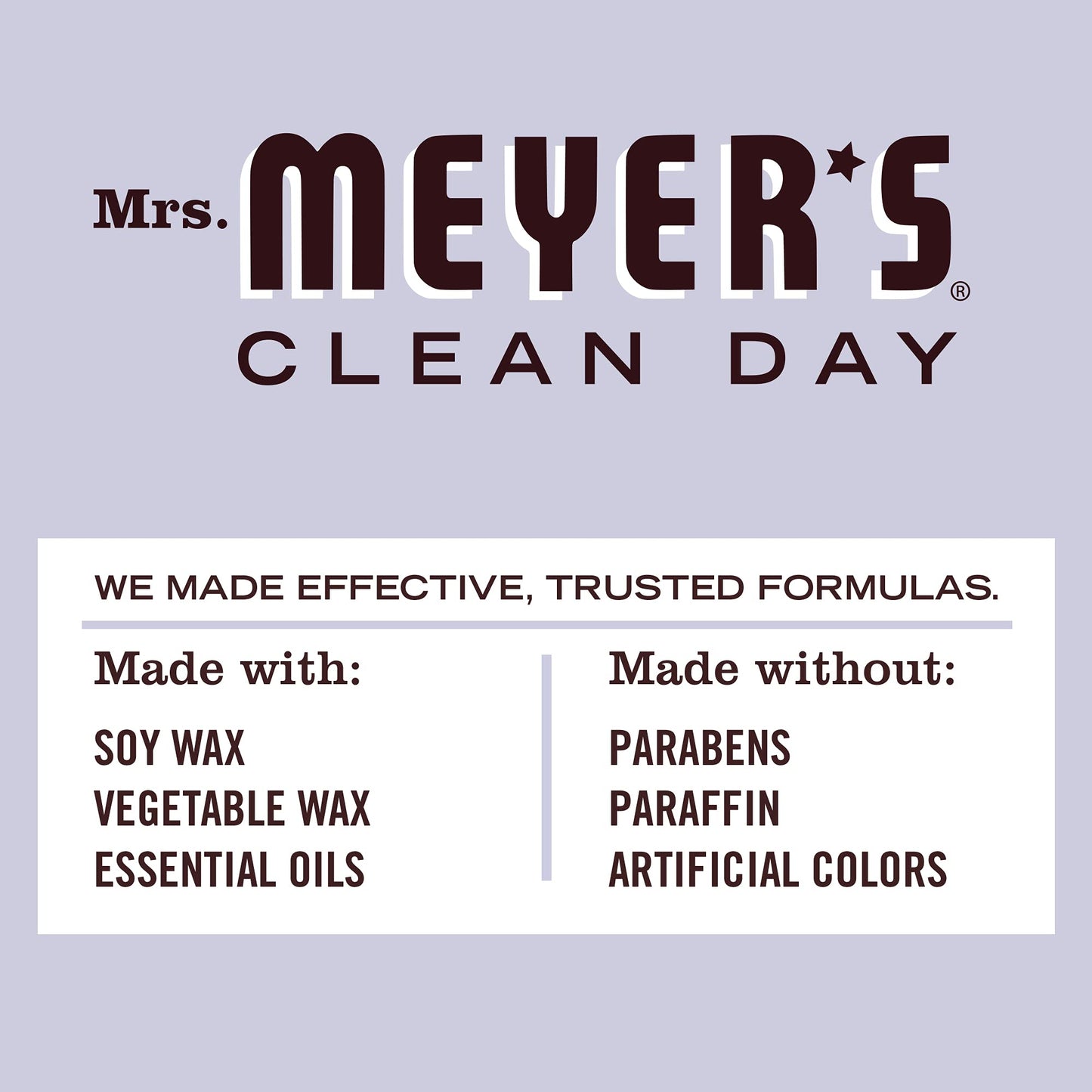 MRS. MEYER'S CLEAN DAY Soy Aromatherapy Candle, 25 Hour Burn Time, Made with Soy Wax and Essential Oils, Lavender, 4.9 oz