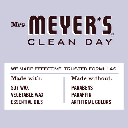 MRS. MEYER'S CLEAN DAY Soy Aromatherapy Candle, 25 Hour Burn Time, Made with Soy Wax and Essential Oils, Lavender, 4.9 oz