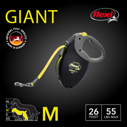 Flexi New Comfort Retractable Dog Leash (Tape), for Dogs X-Small to Large, 10-26 ft
