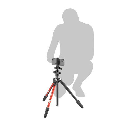 JOBY RangePod, Aluminium Traveller Camera/SmartphoneTripod with Ball Head, Universal Smartphone Clamp and Carrying Bag, for CSC,DSLR, Mirrorless, Mobile Phones, Red for Photo,Video, Vlogging, YouTube