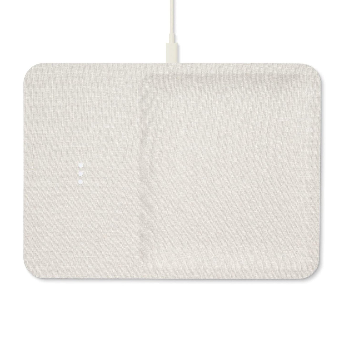 COURANT Catch:3 Belgian Linen Italian Leather Wireless Charging Station and Valet Tray - Compatible with iPhone 15, 14, 13, 12, 11, X, SE, Galaxy S21, S20, Note, AirPods/Pro