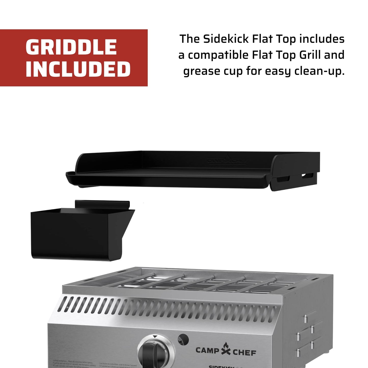 Camp Chef Sidekick Grill Accessory with Flat Top Griddle - Compatible 14" System