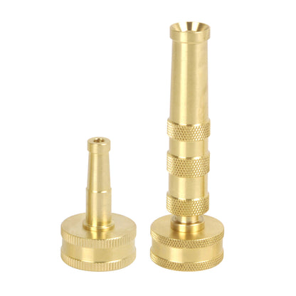 Aqua Joe SJI-4BHNC Ultimate Solid Brass, Heavy Duty, Indestructible Series, Adjustable Twist Nozzle and Bonus Jet Sweeper Nozzle, Brass