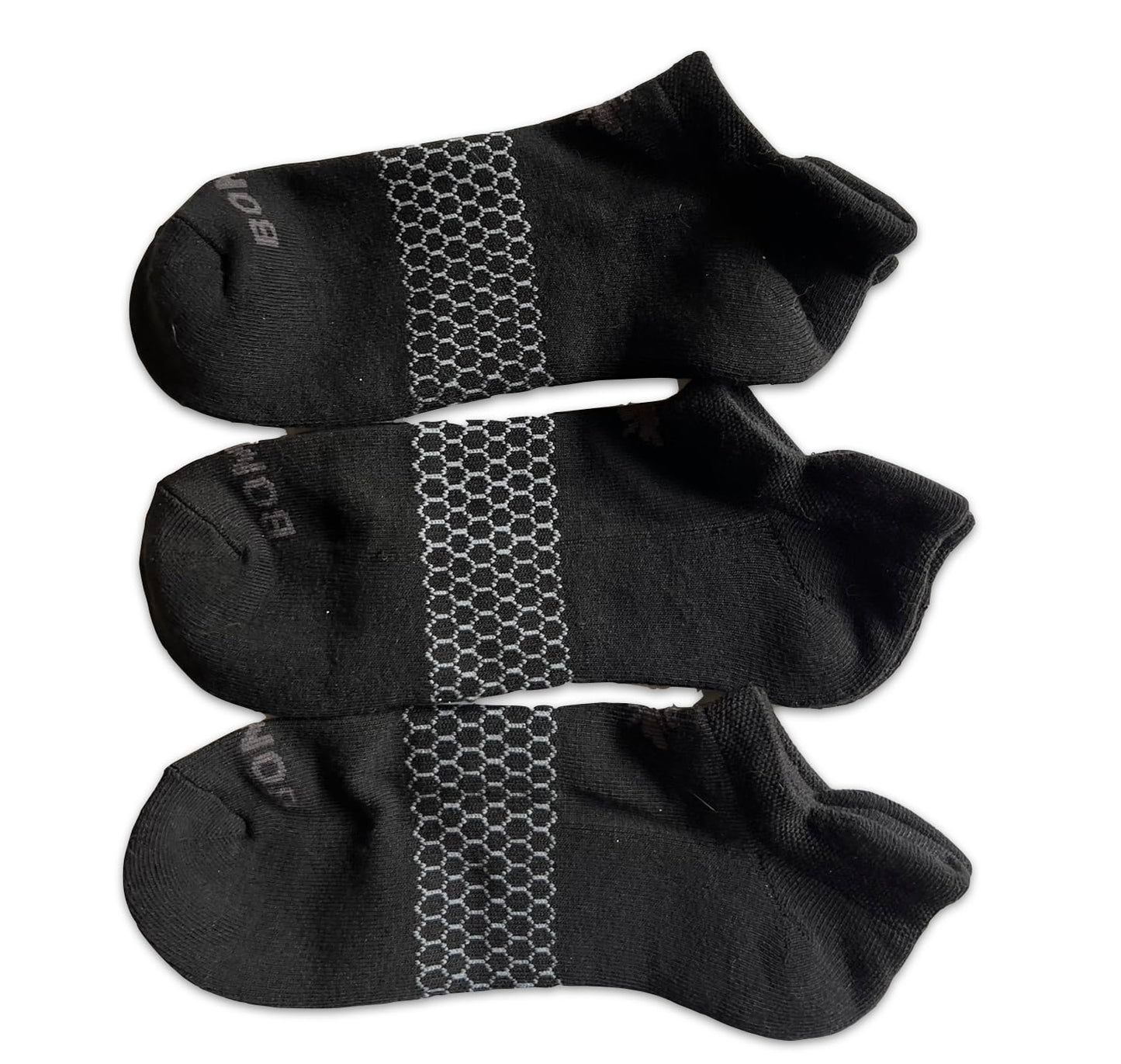 BOMBAS Unisex 3-Pack Ankle Socks LARGE Mens 9.5-13, Womens 11-13 Color Black