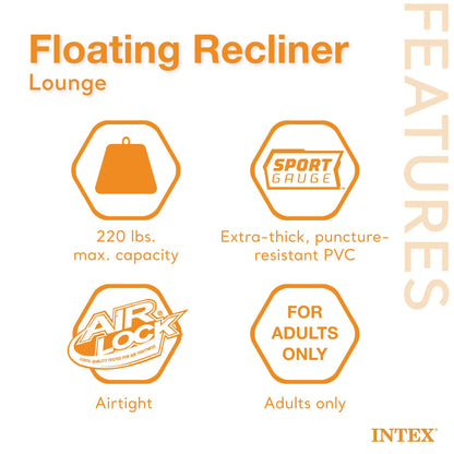 Intex Durable 18 Gauge Vinyl Inflatable Comfortable Pool Float Recliner Lounges