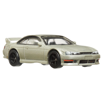 Hot Wheels Premium Car Culture Collectible Toy Car, 1:64 Scale Die-Cast Nissan Silvia S14, Slide Street Vehicle with Real Riders Tires