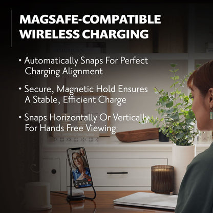 Courant Mag:2 Essentials Wireless Charging Stand - Belgian Linen, 2 in 1 Multi-Device Charger - Magnetic Stand for MagSafe iPhones with Charging Base for AirPod Cases