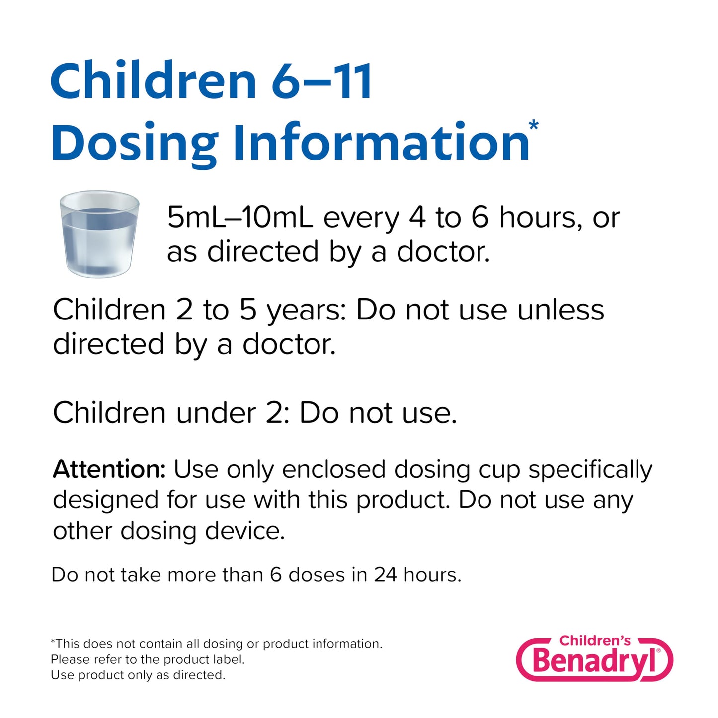 Benadryl Children's Allergy Relief Liquid Medicine with Diphenhydramine HCl, Kids' Allergy Syrup for Allergy Symptoms Like Runny Nose, Itchy Eyes & More