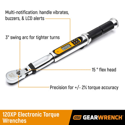 GEARWRENCH Flex Head Electronic Torque Wrench with Angle