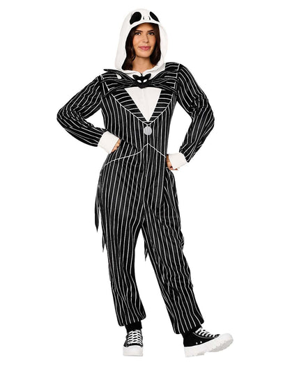 Spirit Halloween Men's Jack Skellington Hooded Jumpsuit Costume - NEW, L