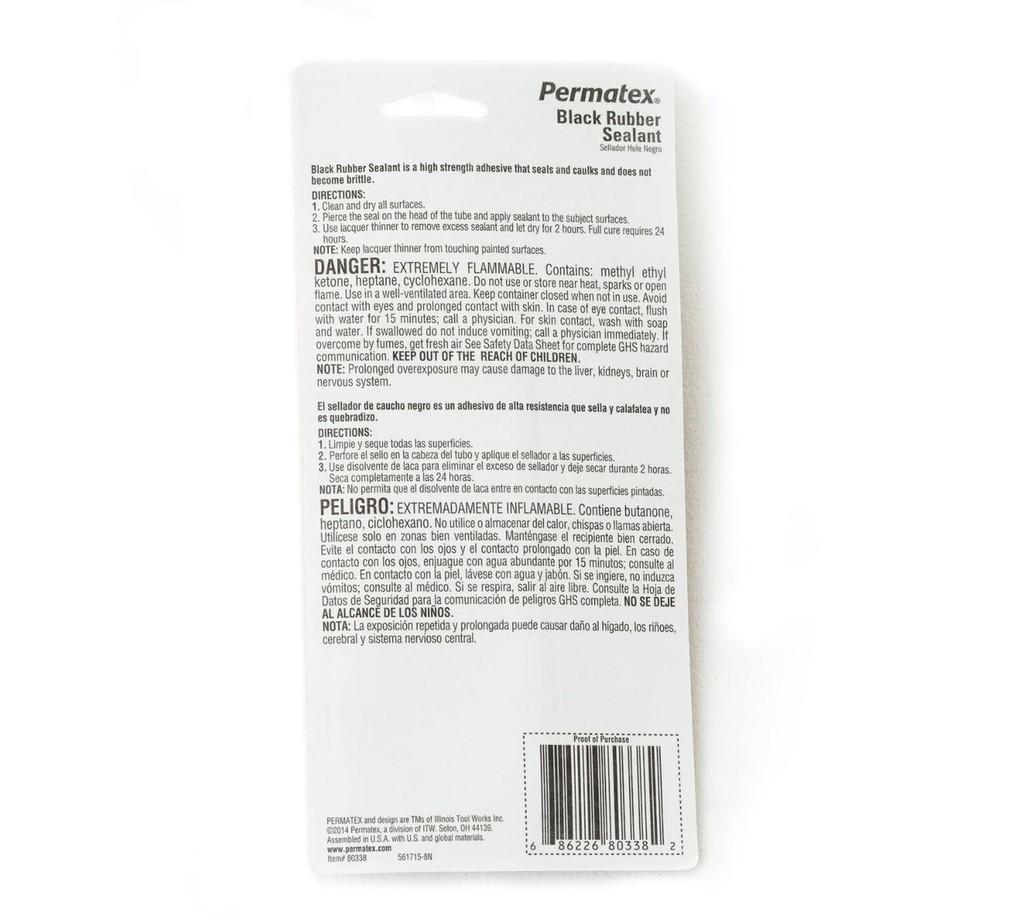 Permatex 80338 Black Rubber Sealant, 1.5 oz. Tube