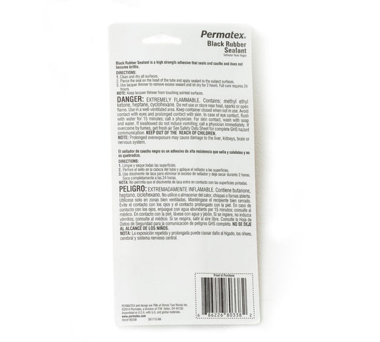 Permatex 80338 Black Rubber Sealant, 1.5 oz. Tube