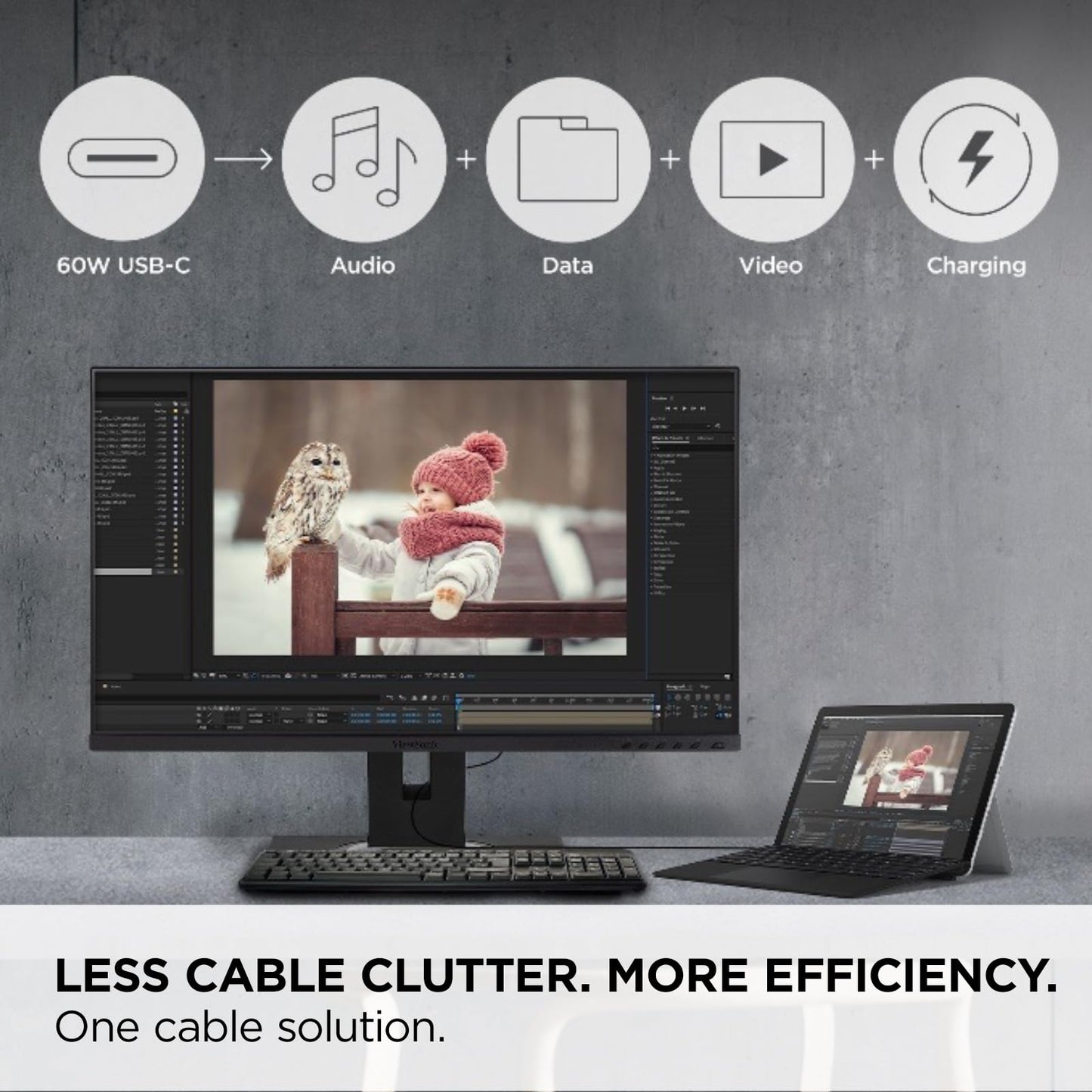 ViewSonic VG245 24 Inch IPS 1080p Monitor Designed for Surface with Advanced Er