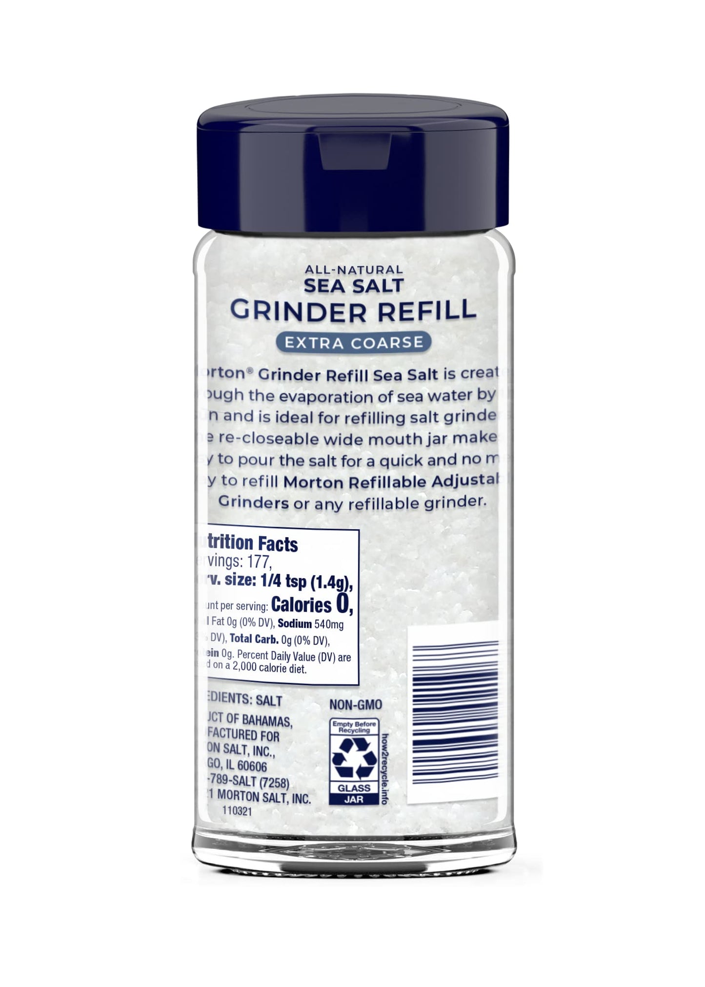 Morton Sea Salt Extra Coarse Grinder Refill, 9 Ounce (Pack of 6)