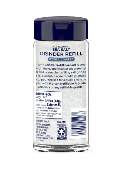 Morton Sea Salt Extra Coarse Grinder Refill, 9 Ounce (Pack of 6)