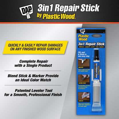 DAP Plastic Wood 3 in 1 Repair Stick, Light Gray (7079804091)